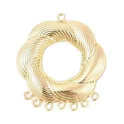 Настоящее золото 18K Ссылки на компоненты люстры из латуни в виде цветка, без кадмия, без никеля и без свинца, реальный 18 k позолоченный, 34.5x30.5x3.5 мм, отверстие : 1.5 мм