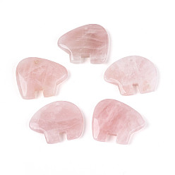 Розовый Кварц Естественно розового кварца большие кулоны, амулеты в виде медведя зуни, 36~44x48~55x7 мм, отверстие : 3~3.5 мм
