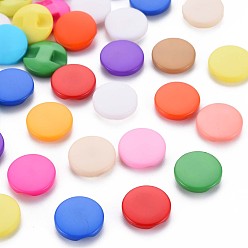 Mixed Color 1-Hole Resin Buttons, Flat Round, Mixed Color, 12.5x3.5mm, Hole: 1.5mm