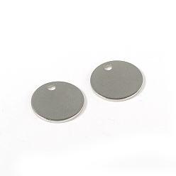 Stainless Steel Color 304 Stainless Steel Charms, Flat Round, Stamping Blank Tag Charms, Stainless Steel Color, 12x1mm, Hole: 2mm