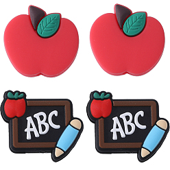 (52) Непрозрачная лаванда 10шт 2 стили силиконовые бусины, карандаш и яблоко, разноцветные, 25~26x27~30x8.5~9.3 мм, отверстие : 3 мм, 5 шт / стиль