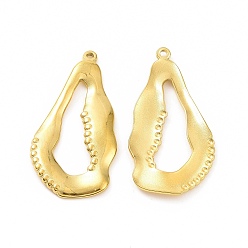 Real 18K Gold Plated Ion Plating(IP) 304 Stainless Steel Pendants, Irregular Teardrop Charm, Real 18K Gold Plated, 36x18x2mm, Hole: 1.2mm