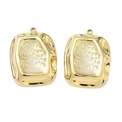 Белый 304 подвеска из нержавеющей стали, окрашенная распылением, прямоугольный шарм, вакуумное покрытие pvd, реальный 18 k позолоченный, белые, 22.5x17.5x4.5 мм, отверстие : 1.5 мм