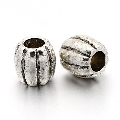 Antik Silber Farbe Tibetischer stil legierung perlen, Melone, Cadmiumfrei und Nickel frei und Bleifrei, Antik Silber Farbe, 9x9.5 mm, Bohrung: 3.8 mm