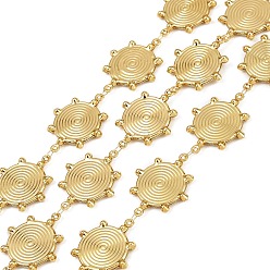 Настоящее золото 18K 304 Цепи вихревого типа из нержавеющей стали, пайки, с катушкой, реальный 18 k позолоченный, 26x20x3 мм, около 16.40 футов (5 м) / рулон