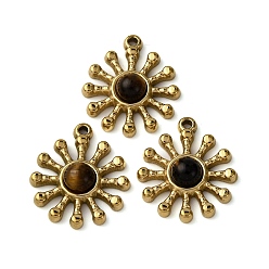 Золотой Природных тигровый глаз подвески, , с 304 установками из нержавеющей стали, ионное покрытие (ip), золотые, 19.5x17x4.5 мм, отверстие : 1.2 мм