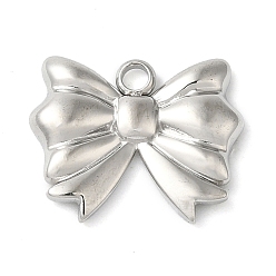 Нержавеющая Сталь Цвет Не тускнеющие 304 подвески из нержавеющей стали, очарование бантом, цвет нержавеющей стали, 12.5x15.5x2.5 мм, отверстие : 2 мм
