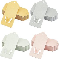 Mixed Color 200 Pcs 4 Colors Paper Display Card, with Butterfly Pattern, Mixed Color, 9x4cm, Hole: 4mm, 50pcs/color