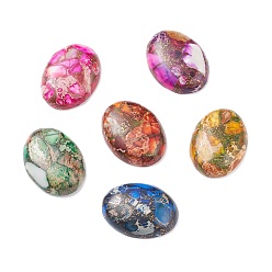 Смешанные камни Регалит / имперская яшма / морской осадок яшма кабошоны, с Gold Line, впечатление яшма, овальные, 30x22x8 мм