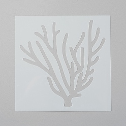 Transparent Wiederverwendbare Malschablonen aus Kunststoff, Kuchenschablonen, Zum Malen auf Stoff, Leinwand, Fliesen, Boden, Möbeln, Holz und Kuchen, Baummuster, weiß, 13x13x0.01 cm