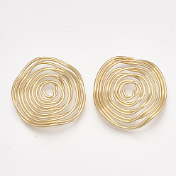 Matte Gold Color Smooth Surface Iron Filigree Joiners, Cadmium Free & Lead Free, Flat Round, Matte Gold Color, 32~36x32~36x6mm