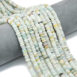 Flower Amazonite Нити бусины из матового натурального цветка амазонита, рондель, 6x2 мм, отверстие : 1 мм, около 150~160 шт / нитка, 14.57~14.96'' (37~38 см)