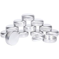 Platinum Round Aluminium Tin Cans, Aluminium Jar, Storage Containers for Cosmetic, Candles, Candies, with Screw Top Lid, Platinum, 77x32mm, 15pcs/box, Capacity: 100ml