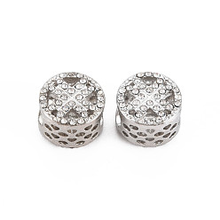 Kristall Gestelllegierung European Beads, mit Strass, Großloch perlen, Cadmiumfrei und Nickel frei und Bleifrei, Flachrund, Platin Farbe, Kristall, 12x9 mm, Bohrung: 5.5 mm