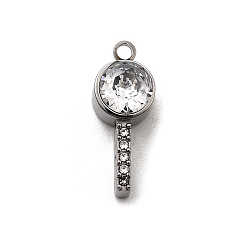 Леденец 304 подвески из нержавеющей стали, со стразами, леденец, 16x6.5x6 мм, отверстие : 1.5 мм
