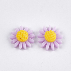 Violet Resin Cabochons, Sunflower, Violet, 16x6mm