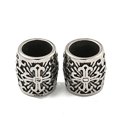 Античное Серебро 316 европейские бусины из хирургической нержавеющей стали, бусины с большим отверстием, колонка, античное серебро, 13x12 мм, отверстие : 9 мм