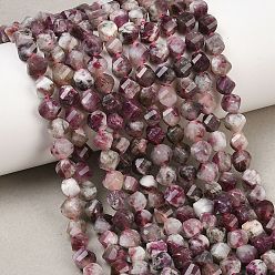 Турмалин Натуральный сливовый цвет турмалиновый бисер пряди, граненые, твист, 6~6.5x5x5 мм, отверстие : 1 мм, около 58~61 шт / нитка, 14.17''~14.69'' (36~37.3 см)