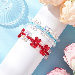 (52) Непрозрачная лаванда 2 шт 2 цвета имитация австрийских хрустальных биконусных бусин плетеные браслеты из бусин для женщин, стрекоза, со стеклом, разноцветные, внутренний диаметр: 1-3/4~1-7/8 дюйм (4.4~8.4 см)