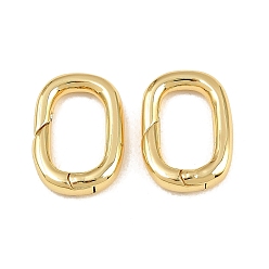 Настоящее золото 18K Латунные пружинные кольца, овальные, реальный 18 k позолоченный, 17.5x12.5x4 мм, Внутренние размеры: 12x7 mm