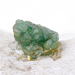 Зеленый Авантюрин Натуральные зеленые авантюрные дисплеи, украшение для домашнего офиса из смолы, жаба, 66x60x35 мм