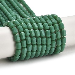 Морско-зеленый Непрозрачное стекло бисер нитей, граненый ствол, цвета морской волны, 5~6x4 мм, отверстие : 1 мм, около 78~81 шт / нитка, 15.94''~18.82'' (40.5~47.8 см)