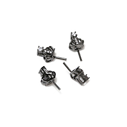 Gunmetal Brass Micro Pave Clear Cubic Zirconia Crown Head Pins, for Baroque Pearl Making, Gunmetal, 16x8mm