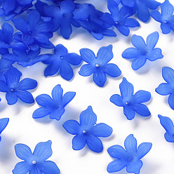 Королевский синий Матовые акриловые колпачки из бисера, 20x21.5x4.5 мм, отверстие : 1.6 мм, Около 1630 шт / 500 г