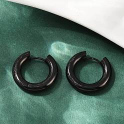 Черный 202 серьги-кольца для полировки из нержавеющей стали, 316 хирургический штифт из нержавеющей стали, ионное покрытие (ip), чёрные, 24x5 мм, штифты : 1 мм