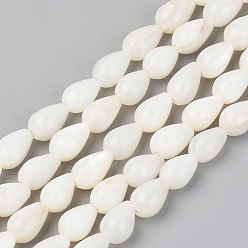 Seashell Color Natural Freshwater Shell Beads Strands, Teardrop, Seashell Color, 7~8x5mm, Hole: 0.8mm, about 52pcs/Strand, 14.96 inch(38cm)