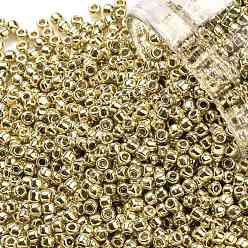 (PF557) PermaFinish Gold Metallic TOHO Round Seed Beads, Japanese Seed Beads, (PF557) PermaFinish Gold Metallic, 11/0, 2.2mm, Hole: 0.8mm, about 1110pcs/bottle, 10g/bottle