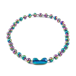Rainbow Color Ионное покрытие (IP) 304 ожерелья-цепочки из нержавеющей стали для женщин, Радуга цветов, 15.75 дюйм (40 см), бусина : 8 mm