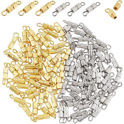 Platine & Or 100pcs 2 couleurs fermoirs à vis en laiton, platine et d'or, 13~14x3mm, null