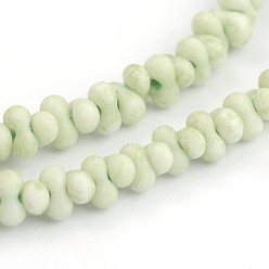 Aquamarine Frosted Bone Glass Bead Strands, Aquamarine, 4x2mm, Hole: 1mm; about 260pcs/strand, 16.53~16.92 inch(42~43cm)