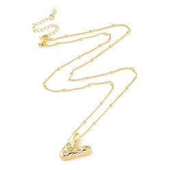 Letter V Ожерелья с подвесками из латуни с прозрачным кубическим цирконием и микропаве, Буква V, 17.72 дюйм (45 см), буква v: 19x17 мм