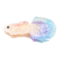 Fish Заколки для волос с когтями из ацетата целлюлозы (смола), С золотыми результатами железа, рыба, 48x119x44 мм