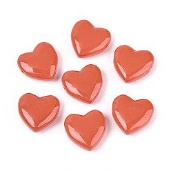 Помидор Окрашенные и нагретые искусственные нефритовые стеклянные бусины, сердце, помидор, 24x24.5x9~9.5 мм, отверстие : 1.6 мм