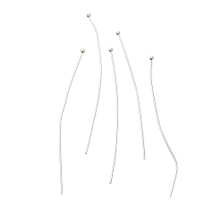 Посеребрённый Контакты латунь шаровой головкой, без свинца и без кадмия, 925 серебро покрытием, 50x0.6 мм, Руководитель: 1.5 mm