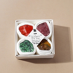 Лео 4 шт. 12 Серия знаков зодиака, украшения из натуральных смешанных драгоценных камней, Подарок из энергетического камня по фэн-шуй для домашнего офиса, рабочего стола, Лев, 20~38x20~38x20~38 мм