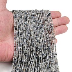 Аквамарин Природные Аквамарин бисер нитей, граненые настольные бусины в форме куба, 2x2x2 мм, отверстие : 0.5 мм, около 190~195 шт / нитка, 14.96~15.39 дюйм (38~39.1 см)