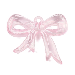 Pink Печатные акриловые подвески, аэрозольной краской, bowkont, розовые, 40.5x49x11.5 мм, отверстие : 3 мм