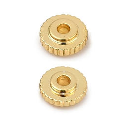 Настоящее золото 18K Spacer бисер латунные, плоско-круглые, реальный 18 k позолоченный, 6x2.3 мм, отверстие : 1.5 мм