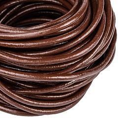 Седло Коричневый Кожаный шнур бисером, натуральной кожи, DIY ожерелье делая материал, седло коричневый, 3 мм