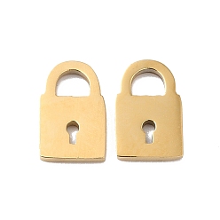 Настоящее золото 14K Ионное покрытие (ip) 304 брелоки из нержавеющей стали, лазерная резка, замок очарование, реальный 14 k позолоченный, 8x5x1 мм, отверстие : 3x2 мм
