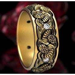 Античное Золото Сплав с хрустальными стразами кольца для пальцев, античное золото , размер США 10 (19.8 мм)