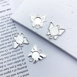 Plata Conector de aleación de cabujón, mariposa, plata, Bandeja: 10 mm, 17.5x18 mm, 10 PC / sistema