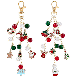 Mixed Shapes 2шт. 2 стили рождественские подвески из эмалированного сплава, с треснувшим стеклом и поворотными застежками, золотые, разнообразные, 179 мм, 1 шт / стиль