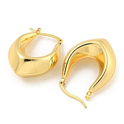 Real 18K Gold Plated Rack Plating Brass Hoop Earrings, Long-Lasting Plated, Lead Free & Cadmium Free, Oval, Real 18K Gold Plated, 31x13x24mm