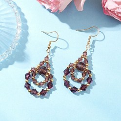 Темная Орхидея 304 из нержавеющей стали болтаться серьги, со стеклом, слеза, золотые, темные орхидеи, 58x23.5 мм