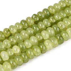 Светло-зеленый Коричневый Стеклянные бусины, имитация оливин, рондель, окрашенные, оливковый, 8~8.5x4.5~5 мм, отверстие : 1~1.2 мм, около 155~159 шт / нитка, 30.12~31.30 дюйм (76.5~79.5 см)